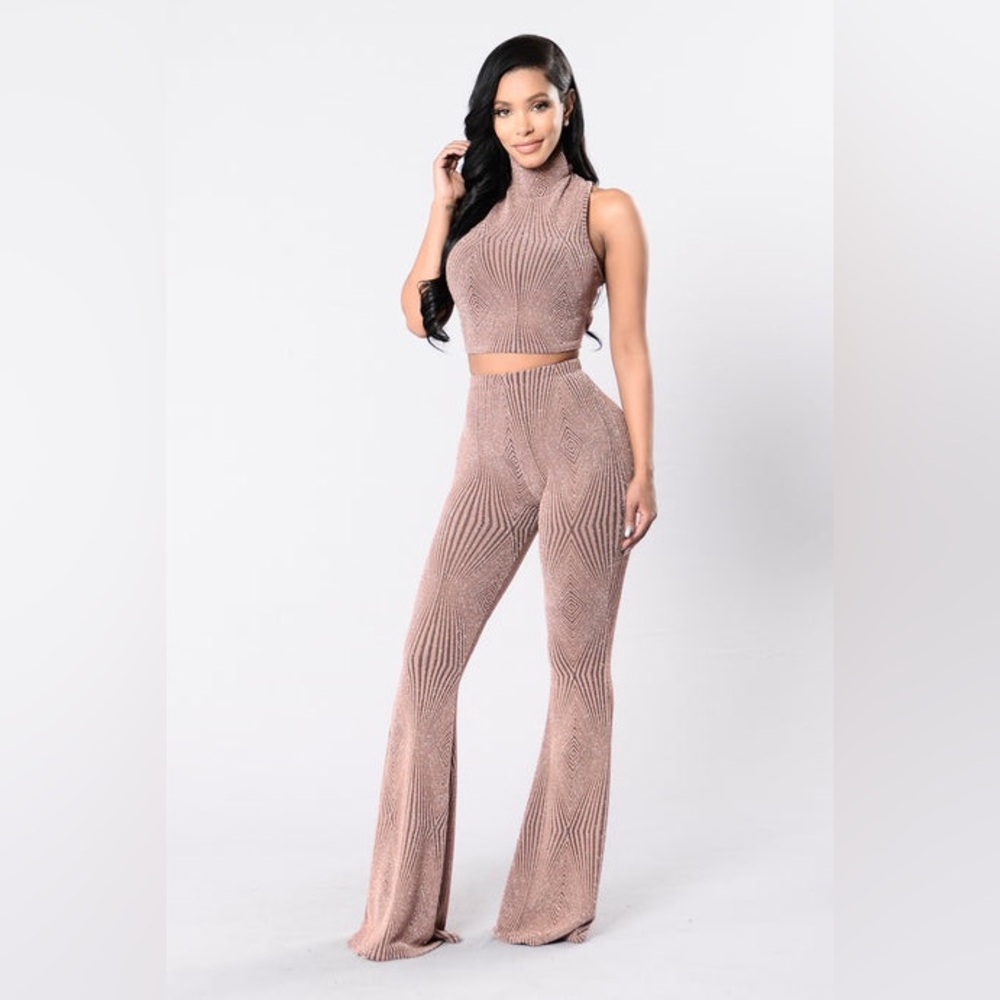 Fashion Nova Sparkly Flare Set
